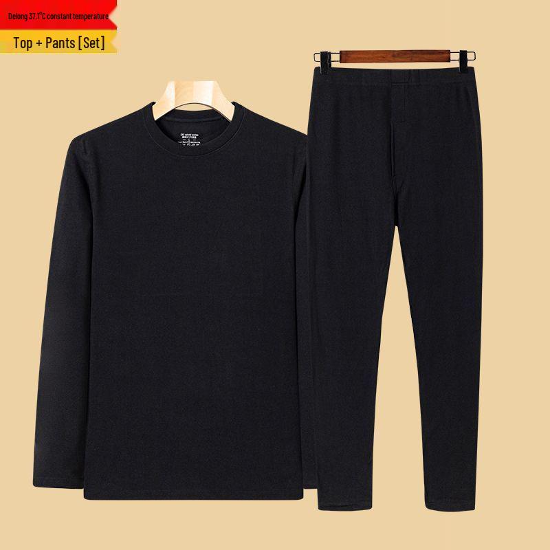 

Самосогревающий двухсторонний костюм мужского термобелья из немецкого бархата - Утолщенный флисовый осенне-зимний наряд (1/2 шт.) 4XL for 170-190 lbs чёрный