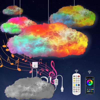 Ceiling Clouds With Lights DIY Atmosphere Lamp With Music Rhythm Color Changing Remote Control LED Cloud Lights For Living Room
