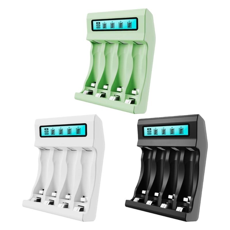 4 Slot Battery Chargers For 2A 3A Rechargeable Lithium NiMH Battery With LCD Display Type C Port Charging Adapter