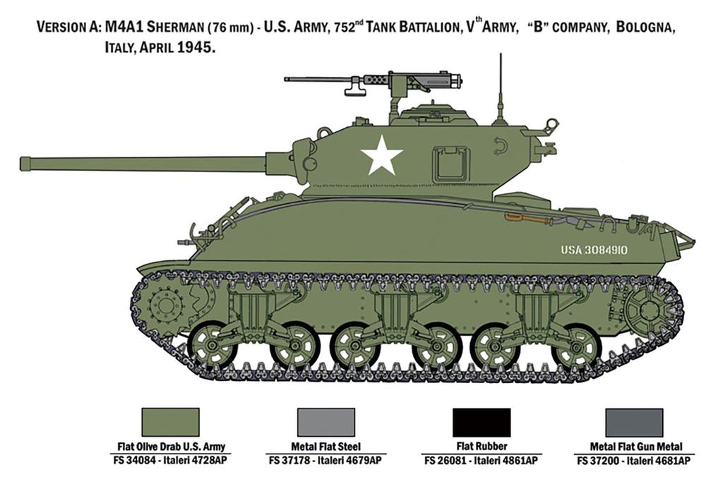 WWII US M4A1 Sherman Tank Plastic Model Kit IT6568 PLATZ/Italeri 1/35 (10 Figures) (Tank)