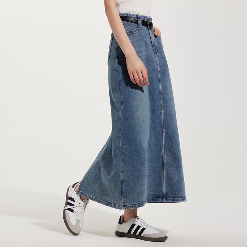 Women s Autumn/Winter Retro Slit Straight Denim Skirt S