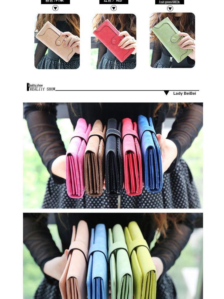 2025 Korean Style Retro Long Zipper Wallet - Women's Frosted Purse & Phone Holder