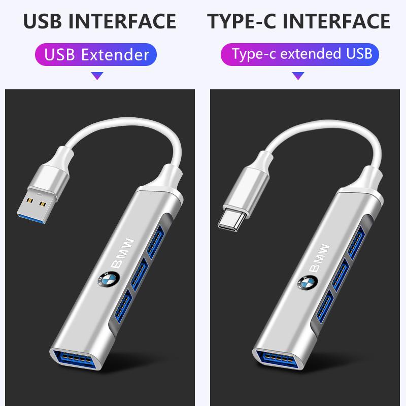 1Pc Type-C Turn USB Adapter Multi Port Distributor Hub For BMW F20 F40 F22 F30 E90 F32 F10 F06 F07 F46 M3 M4 M5 E60 Z4 G20