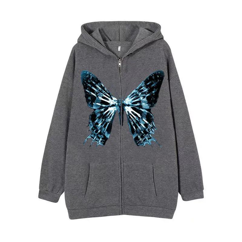 Gothic Dark Hip Hop Hot Sale Of The Season Harajuku Y2K Butterfly Zipper Hoodie Unisex Trendy Sweatshirt Jacket Streetwear From