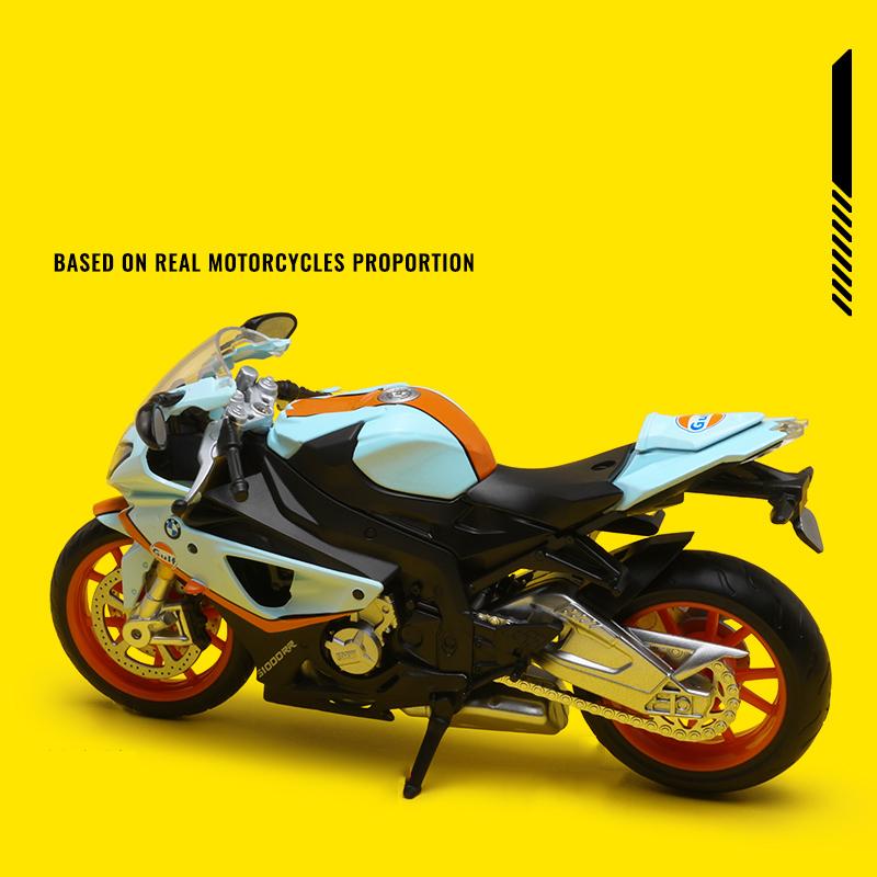 1/12 BMW S1000RR Gulf Oil Die Cast Motorcycle Model Toy Vehicle Collection Autobike Shork-Absorber Off Road Autocycle Toys Car