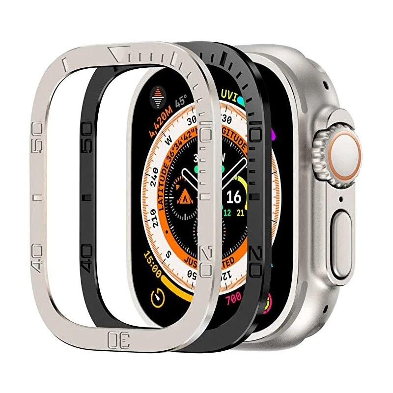 Screen Protector For Apple Watch Ultra 49mm Case Accessories Metal Cover Frame+Tempered Glass For iWatch Ultra 2 49mm Bezel Ring