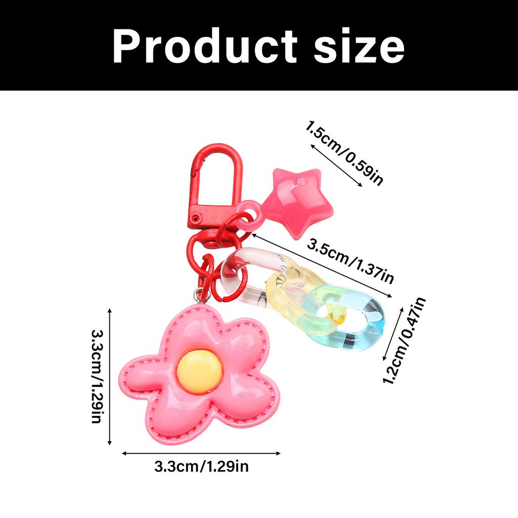 Shiny Five Petal Flower Star Keychain Candy Color Alloy Bag Charm Accessory Decoration For Women Girls Lady