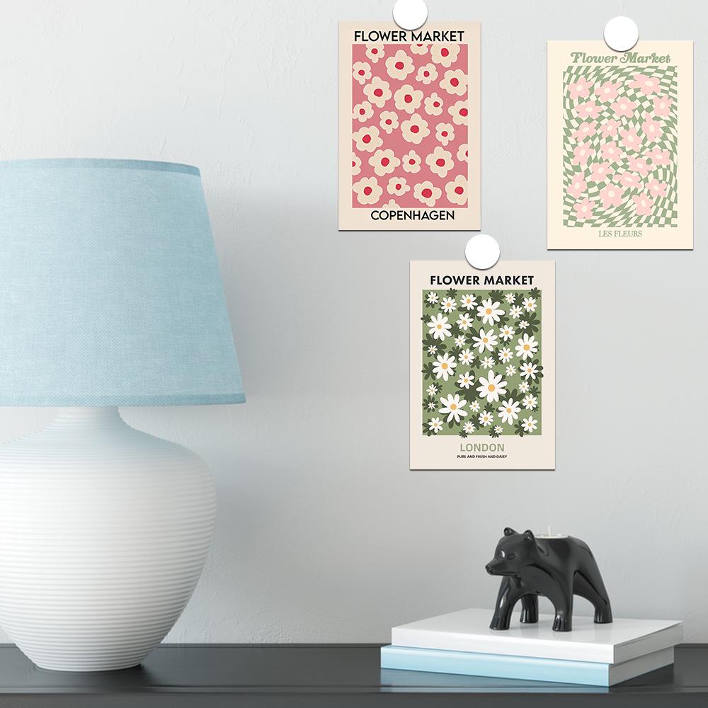 Qiyu 15-Piece Floral Art Postcard & Wall Sticker Set for Dorm and Desk Decor