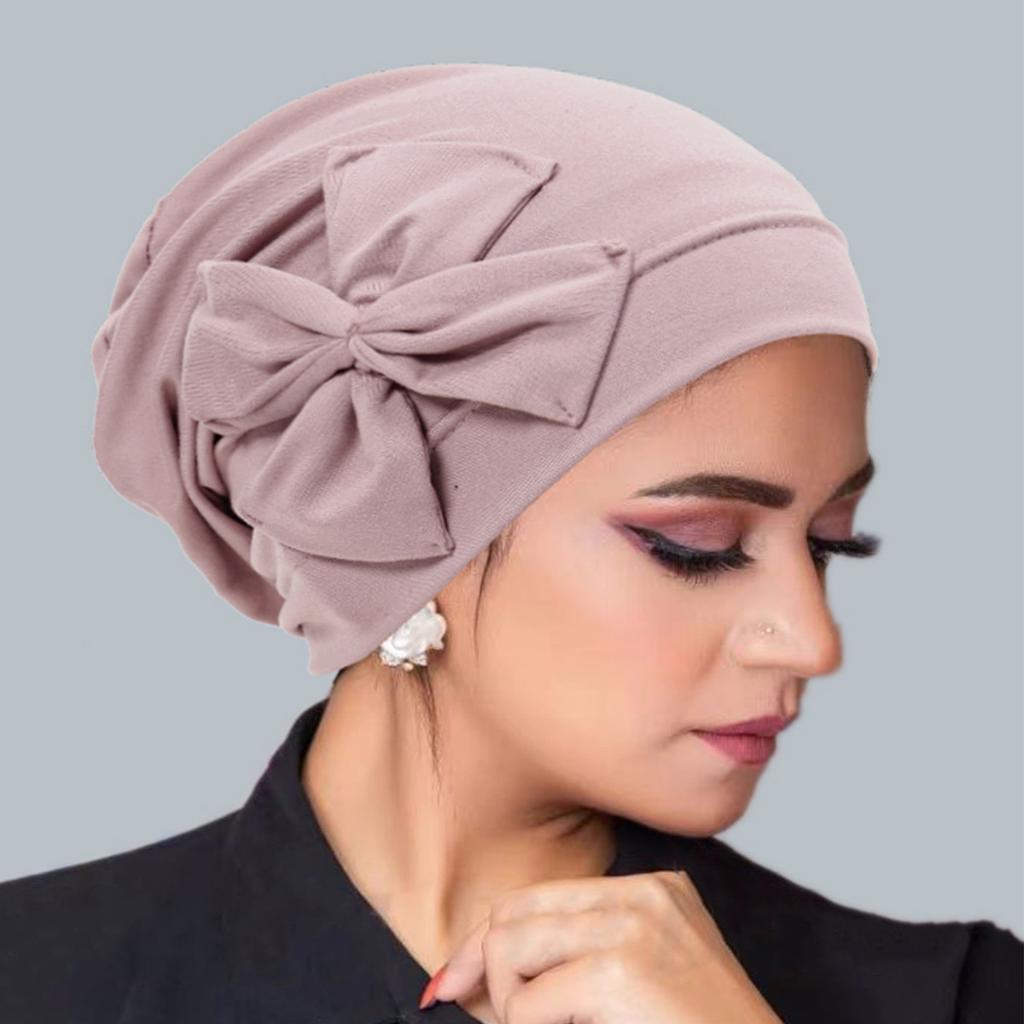 Muslim Women Inner Hijab Hat Bowknot Turban Indian Bonnet Headscarf Beanies Hair Loss Head Wrap Chemo Cap Turbante Mujer