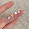 PANJBJ 925 Sterling Silve Flower Earrings For Women Girl Drip Glaze Multicolour Korean Sweet Jewelry Birthday Gift Dropshipping