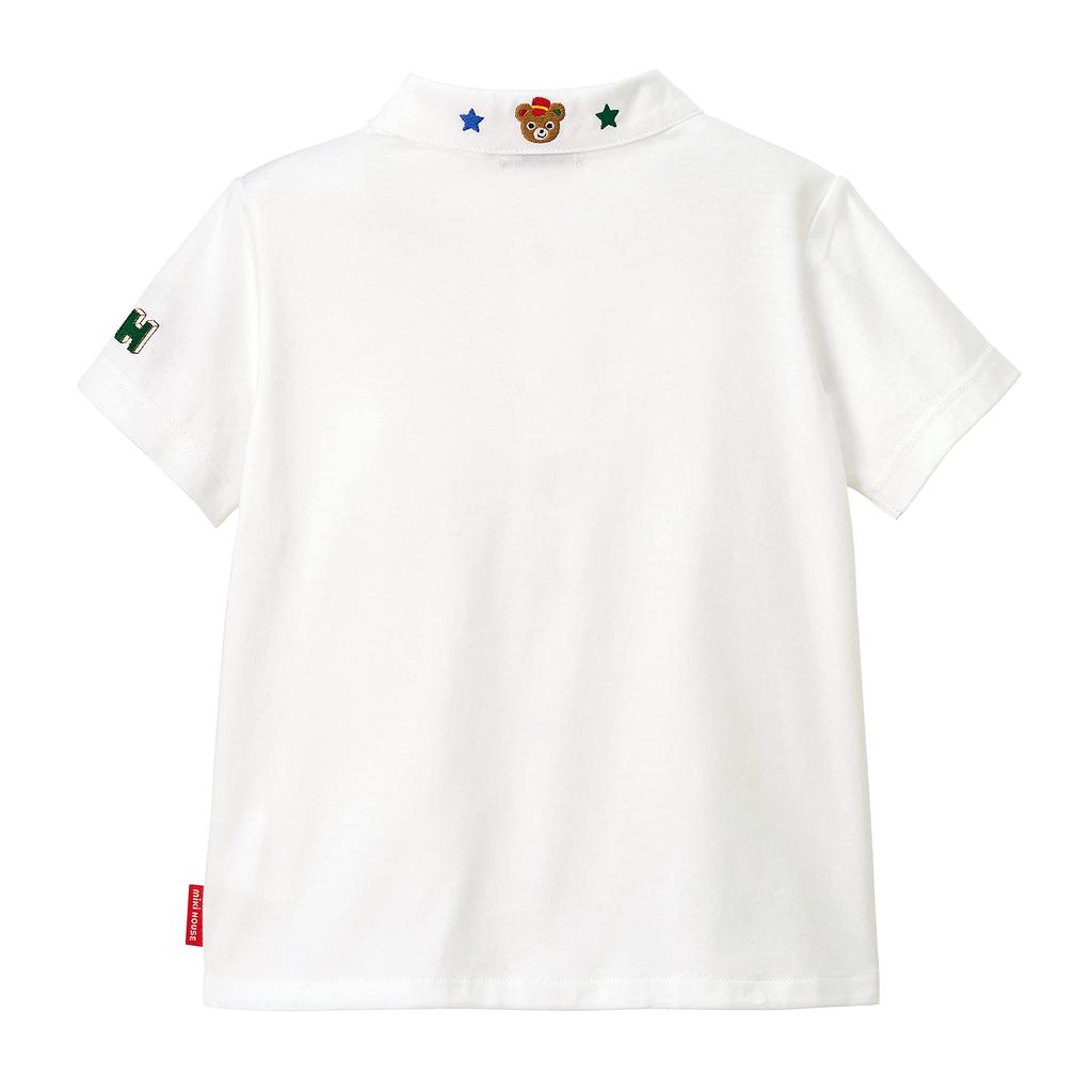 Miki House Short Sleeve Solid Bear Made In for Boys and White Blouse, Color, Design, Japan, 100% Cotton, Girls, Baby, Kids, Children's Clothing,