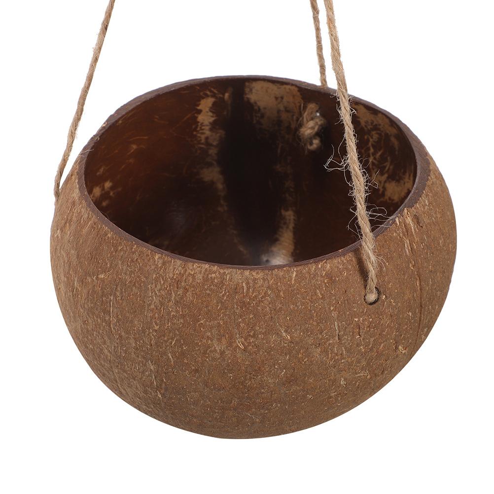 Hängender Kokosnussschalen-Blumentopf für Zimmerpflanzen Balkon Blumentopf Heimdeko Multifunktional Vielseitig Stabiles Seil Design