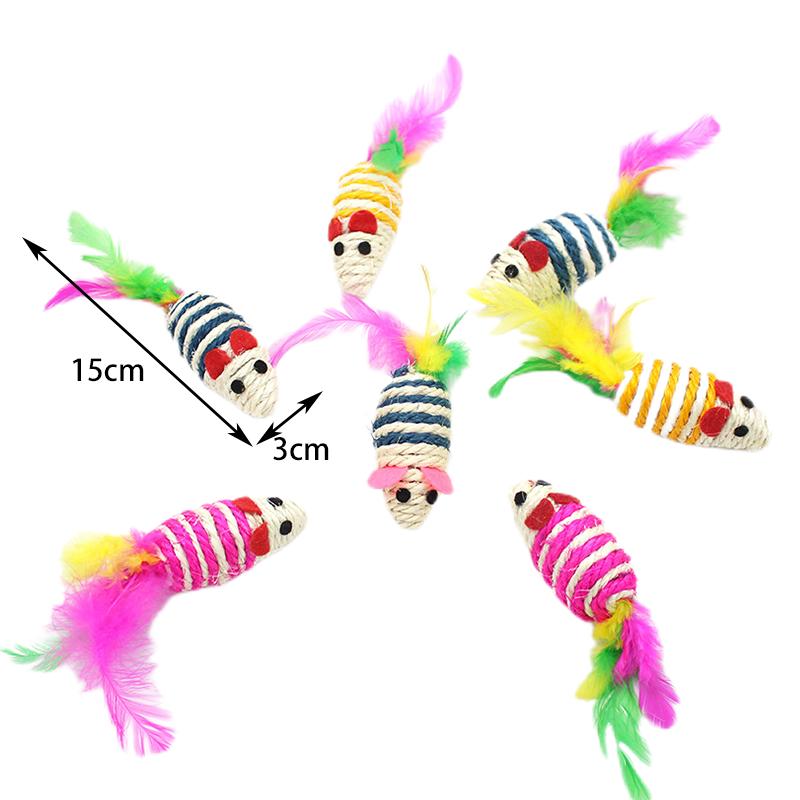5/10/15pcs Cat Toy Soft Fleece Mouse Cat Toys Funny Playing Toys For Cats With Colorful Feather Plush Mini Mouse Toys Pet Supply