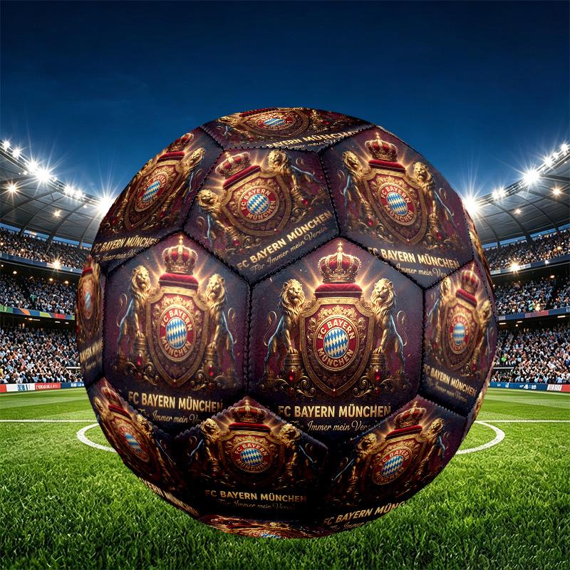 FC Bayern Print Size 5 Soccer Ball, PU Wear Resistant Football for Match Training and Daily Practice, Birthday Gift for Soccer Fans