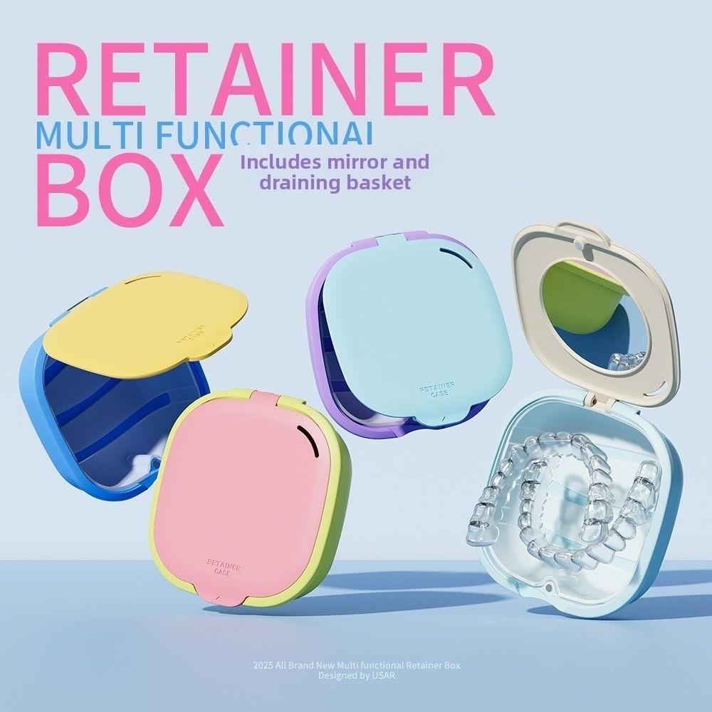 Travel With Mirror Braces Box Cleaning Box Soak Box Orthodontic Retainer Case Draining Mouthguard Case