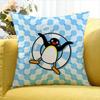 Cartoon Niedlicher Pingu Pinguin Verschiedene Größen Quadratische Kissenhülle für Auto Zuhause Schlafzimmer Dekor