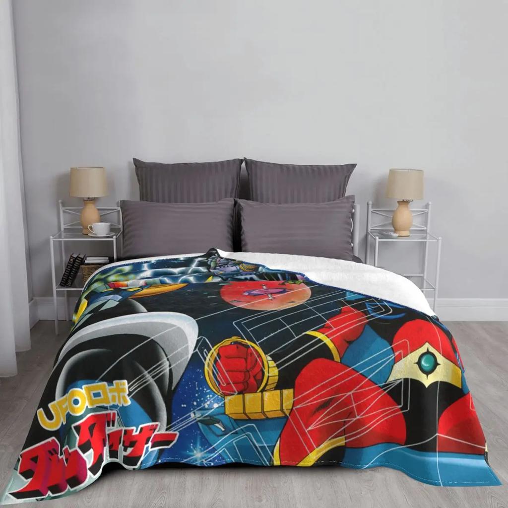 Goldorak Actarus Mazinger Z Blanket UFO Robot Grendizer Anime Flannel Funny Warm Throw Blankets for Bed Sofa Autumn/Winter