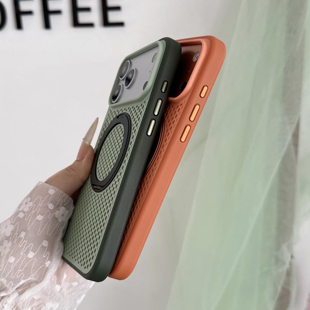 Applicable to iPhone11PROMAX two-color honeycomb heat dissipation 111 degrees rotating magnetic suction bracket Apple 11 mobile phone case