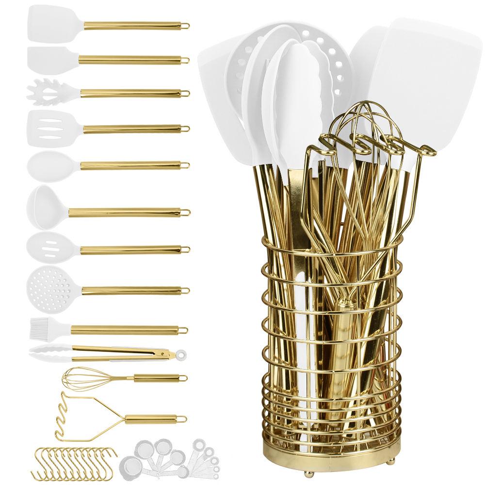 

33Pcs Kitchen Utensil Set Silicone Spatula Set Wooden Handle Heat-Resistant Cookware Spatula Spoon Brush Whisk for Home Kitchen