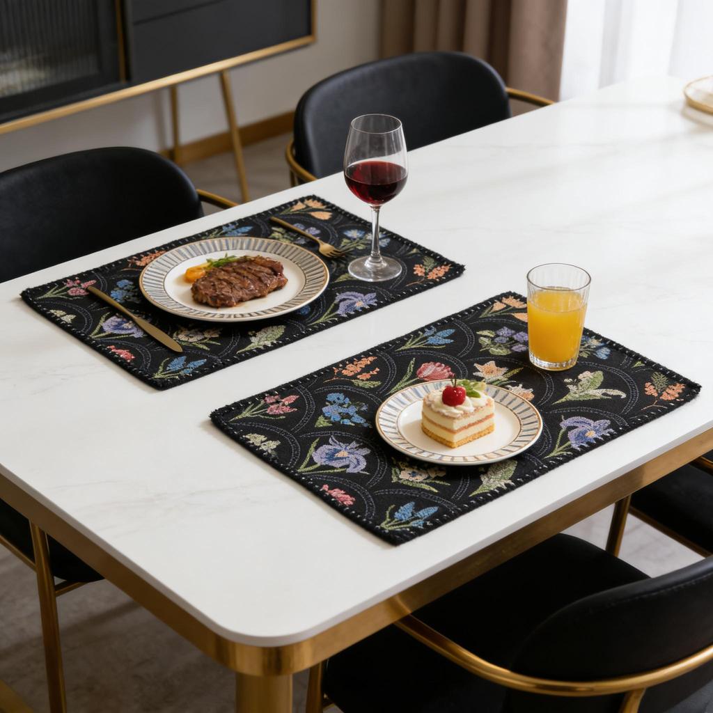 Washable 12x18 Inch Cotton Linen Table Mats Durable for Home Kitchen Restaurant Cafe Party Festival Wedding Decor Placemats