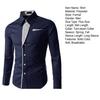 Men Spring Shirt Button Long Sleeves Solid Color Lapel Single-breasted Warm Patch Pocket Plus Size Mid Length Men Top for Office