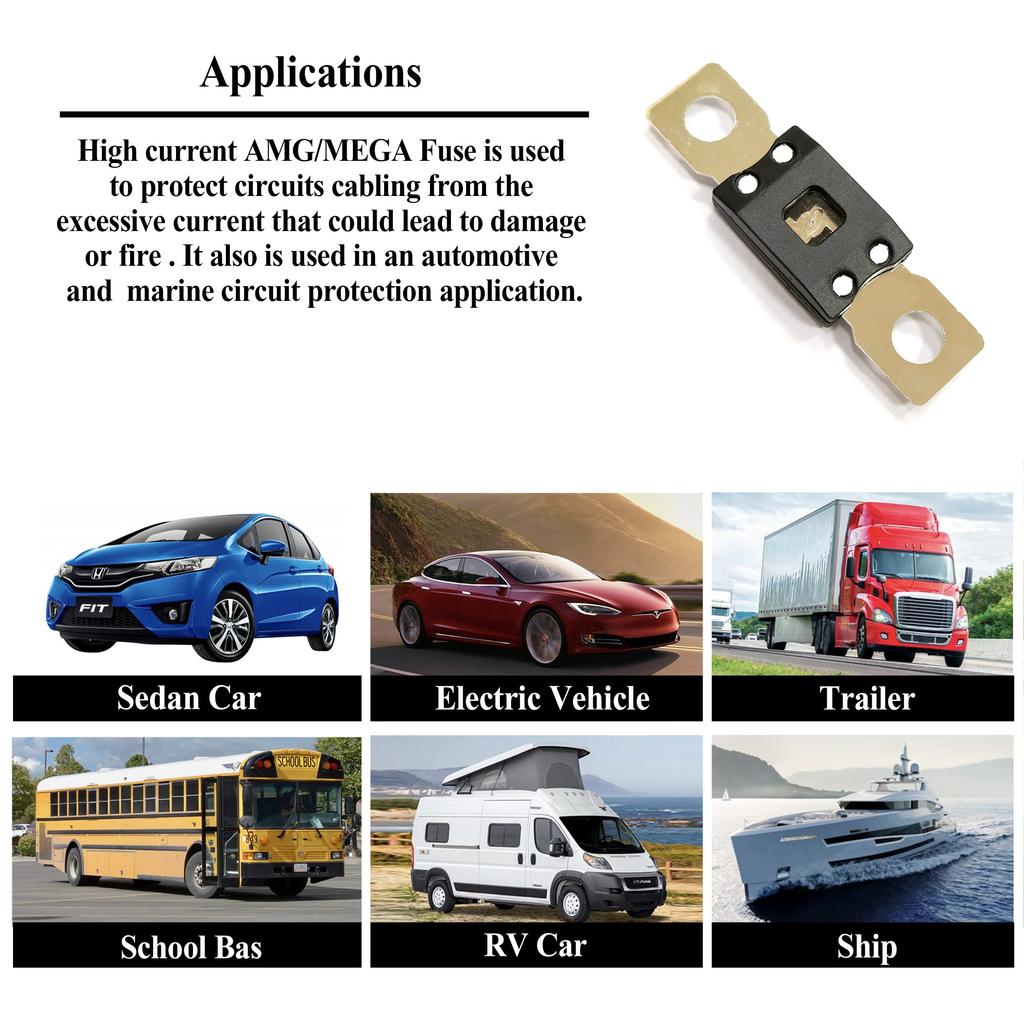 parts PTT 2 Pack Mega/AMG Fuse 500 Amp 32V 298 Series Time Delay Bolt Down Automotive Marine (500A-2 Pack)