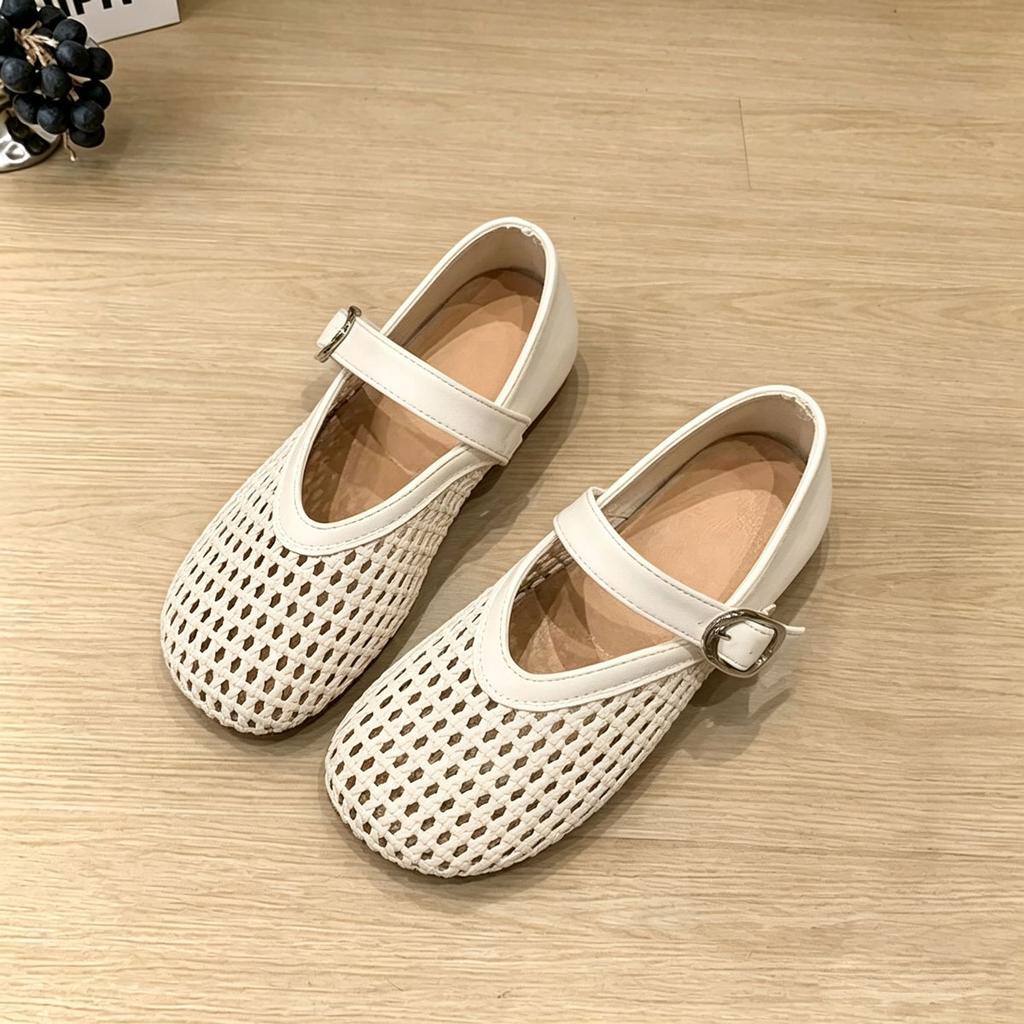Girls Leather Mary Jane Shoes Spring Soft Sole Princess Shoes Breathable Hollow Casual Sandals for Summer Outdoor Wear