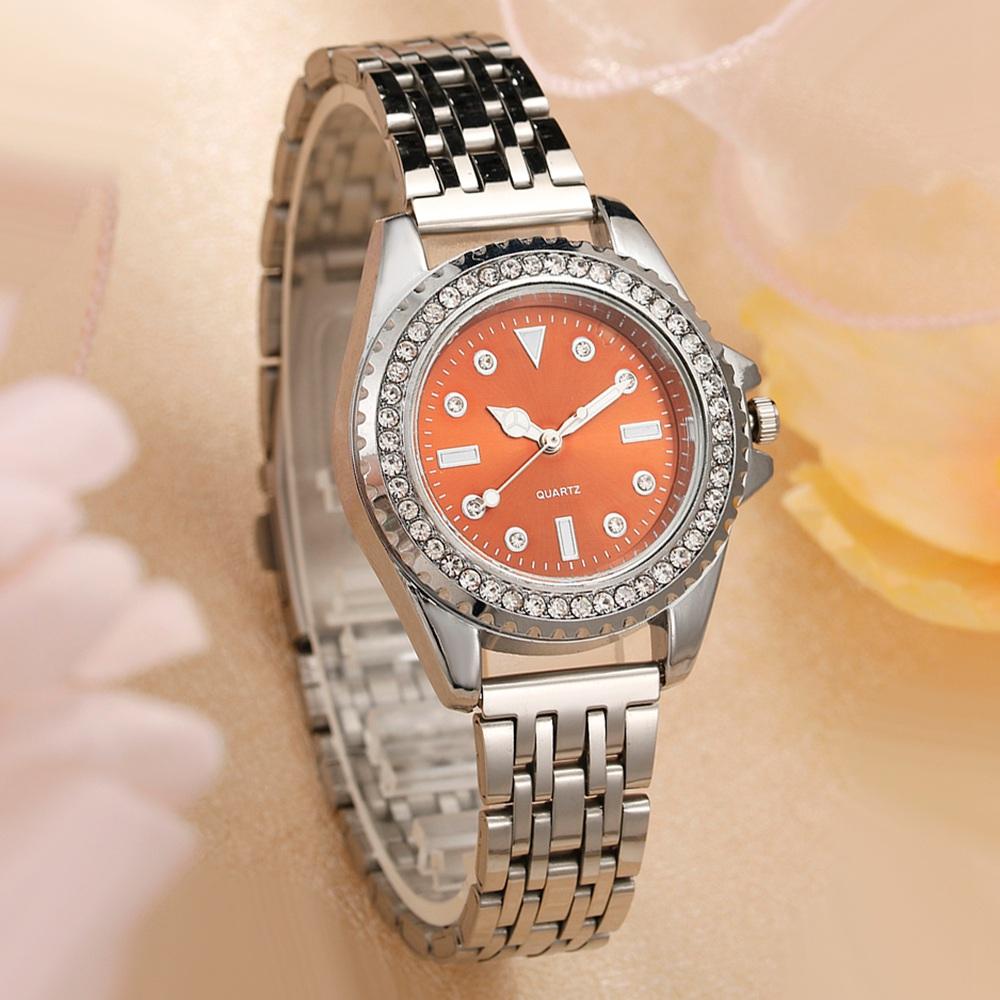 New Women Watches Fashion Lady Wristwatch Rhinestone Quartz Watch Stainless Steel Casual Watch Relogio Feminino Green Red Clocks