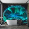 2D Northern Lights Cave Tapestry, Teal Sky Wall Decor