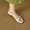 Krazing Pot Cow Skin Thick Med Heels Peep Toe Summer Size 42 Brand Shoes Concise Design Gladiator Elegant Women Sandals