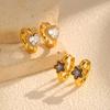 Heart Shape Cubic Zirconia Golden Hoops Earrings Women, Waterproof Stainless Steel Circle Huggies Small Ear Buckle Female Gift