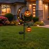 Solarbetriebene Halloween-Gartendekoration Gartenspießleuchte Schwarze Katze Kürbis auf Mondsichel mit saisonaler Terrassen- und Verandadeko Hängende Laterne,