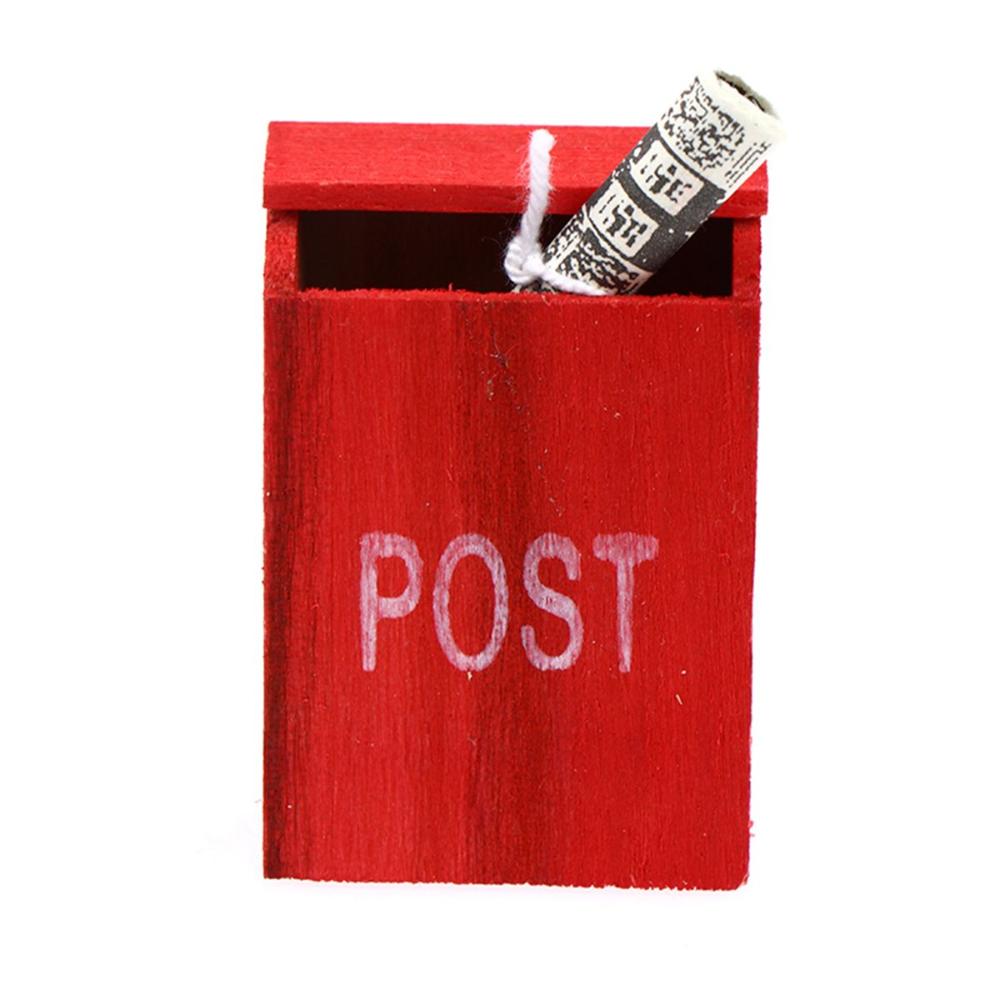 DIY Retro Kids Toy Newspaper Wooden Dollhouse Accessories Miniature Mailbox Ornamant Mail Box