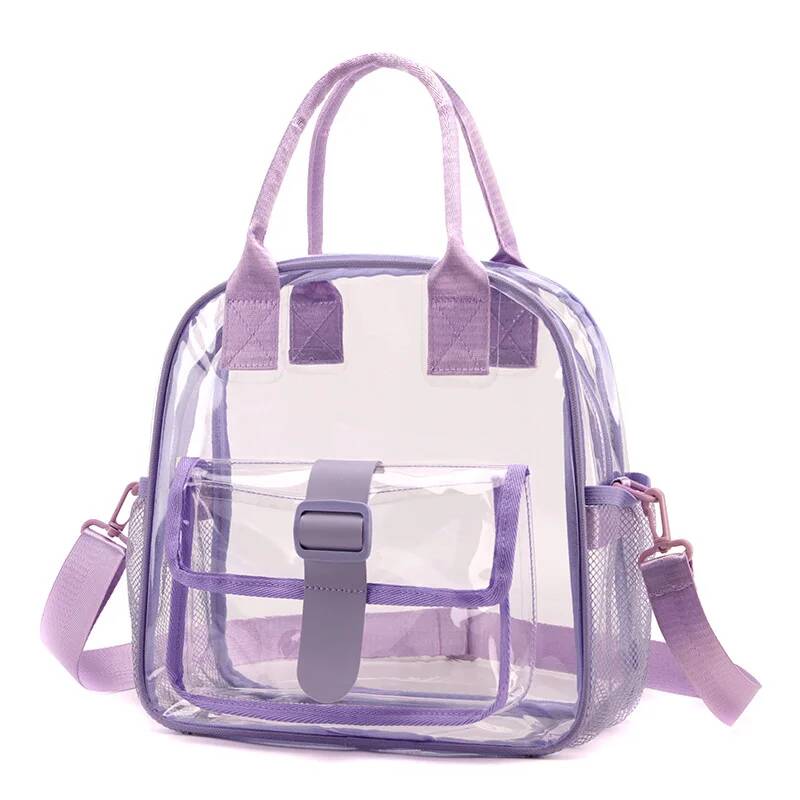Fashion Transparent Travel Beach Crossbody Bags Large Capacity PVC Sports Jelly Shoulder Bags Portable Toiletry Storage Handbags