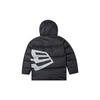 New Era Oversized Logo Print Hooded Loose Zipper Down Jacket Unisex Outerwear Black 12877422