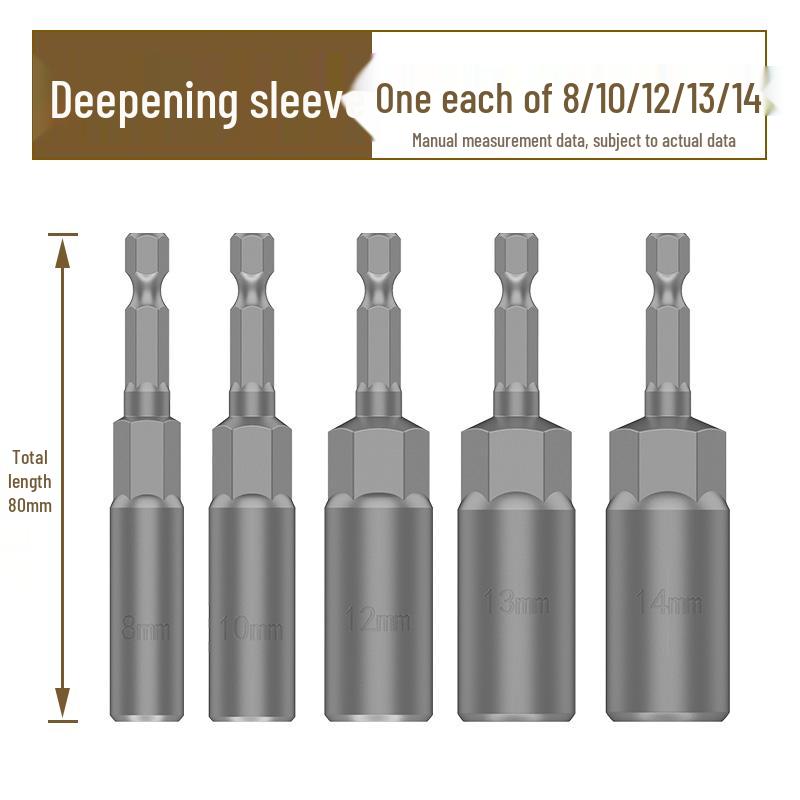 Deep Hex Long Electric Wrench and Screwdriver Bit Set, 8mm