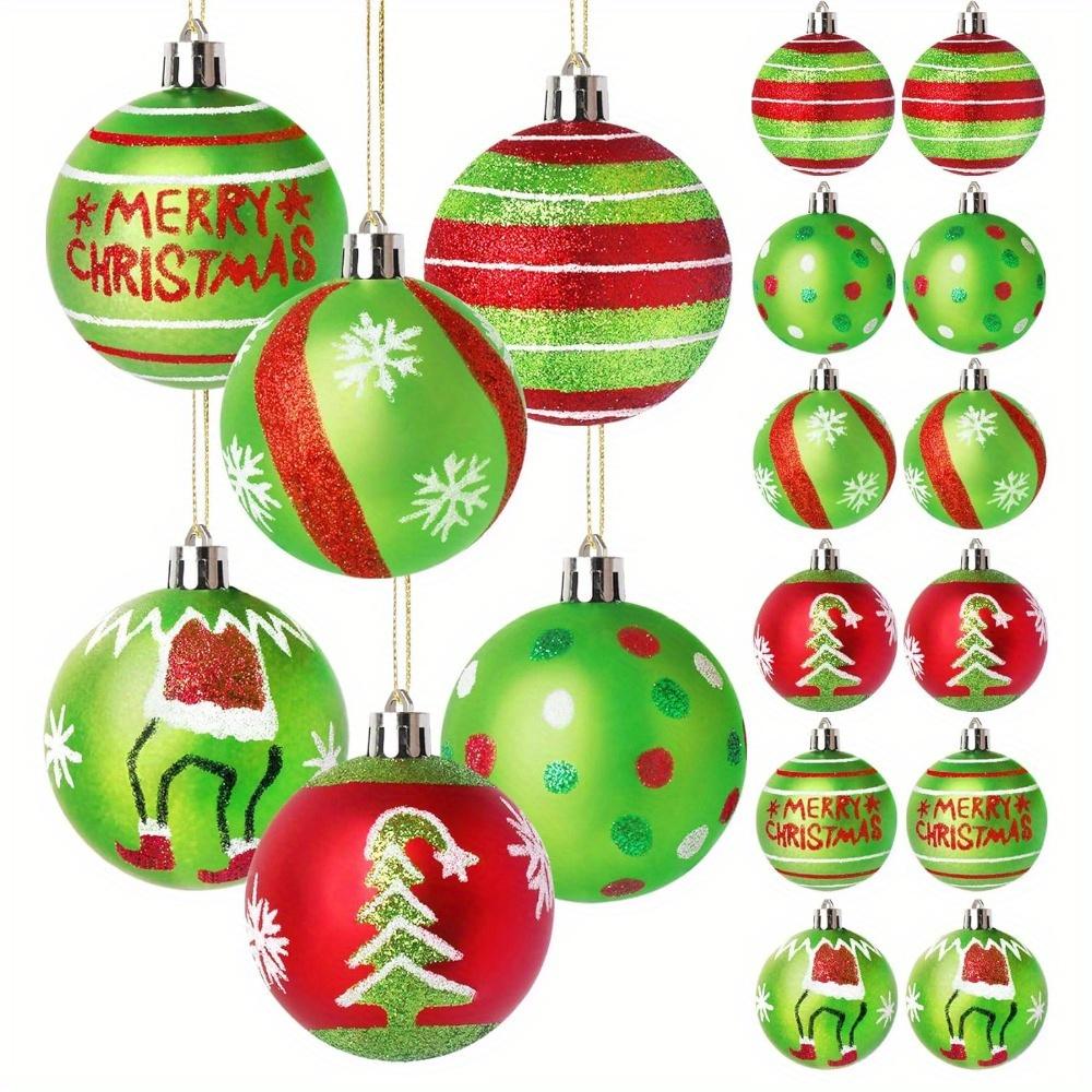 

24pcs Christmas Ball Ornaments for Tree Red and Green Glittering Hanging Bulbs Pendants for Christmas Tree Decorations 24pcs