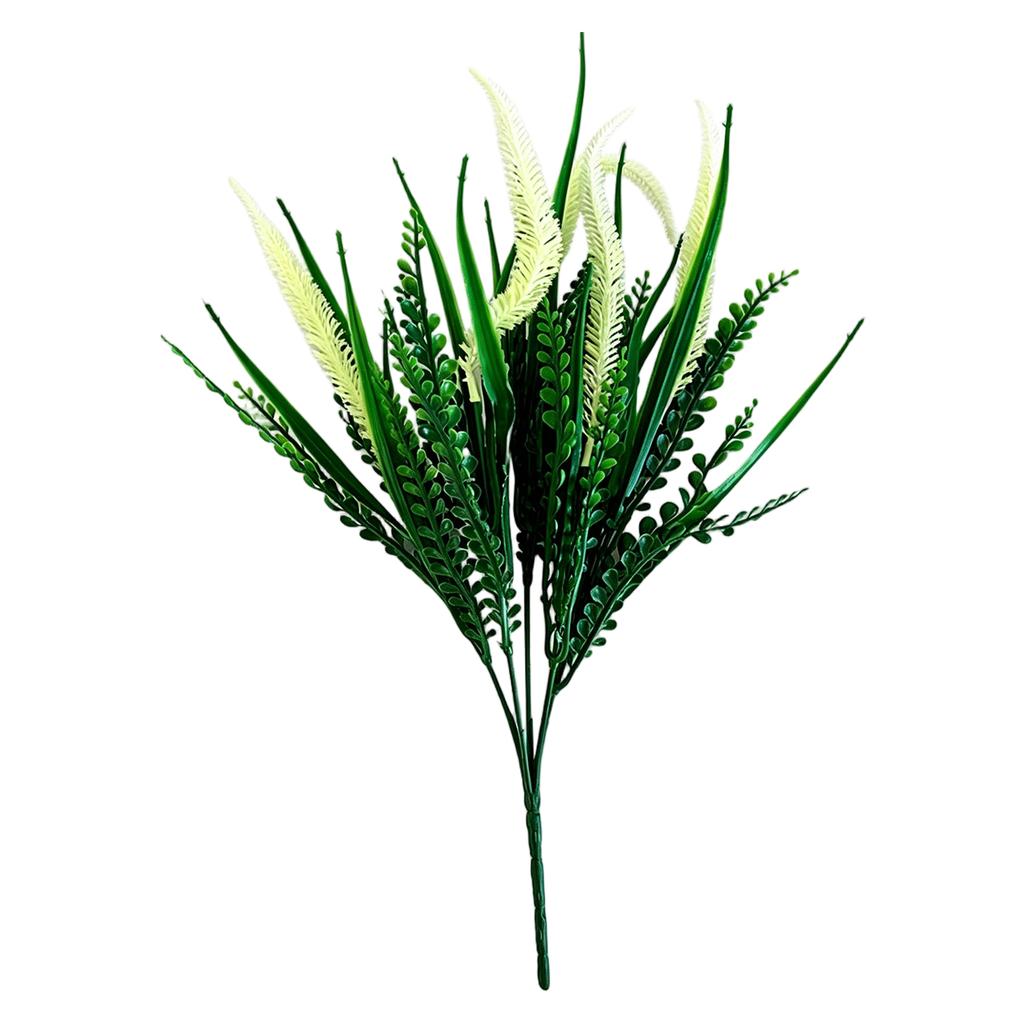 Artificial Five-Head Nine-Tail Grass Faux Plant Decorative Greenery for Home Office Tabletop Arrangement and Indoor Outdoor Display