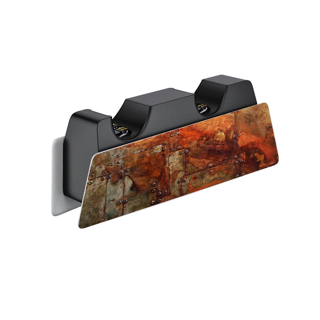 PlayVital Custom Stickers for PS5 Disc Edition Console, PS5 Controller, Charging Station, Headset, and Media Remote [Rusty Armor]