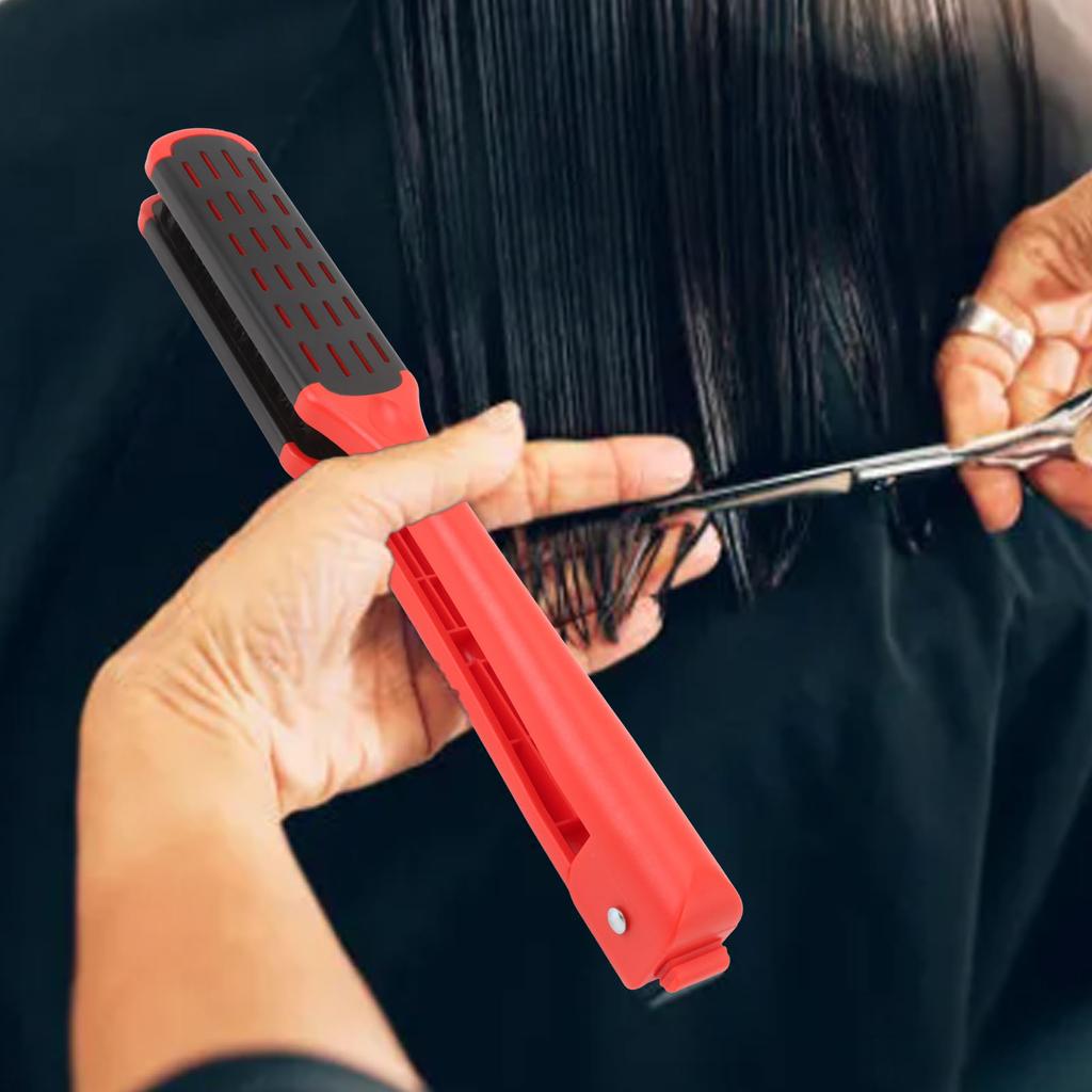 Clamp Hair Brush Straightener Flat Hair Styling Smoothing Tool Anti Static Hollow Vent V Shaped Doub