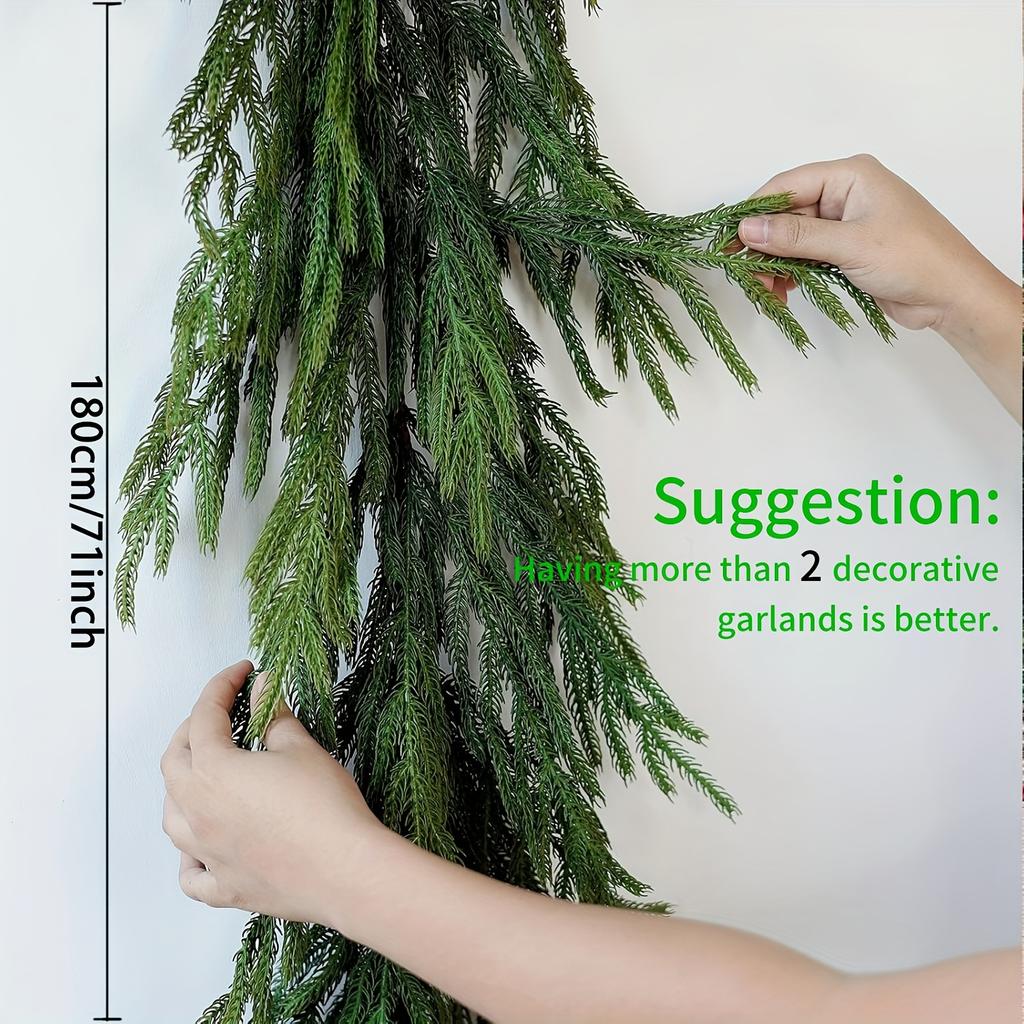 1pc Lifelike Norfolk Pine Christmas Wreath - Artificial Green Garland for Indoor/Outdoor Decor, Perfect for Front Door, Walls, Windows, and Porches
