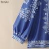 ZANZEA Ethnic Print Women Casual 3/4 Sleeve Loose Cardigan Blouse