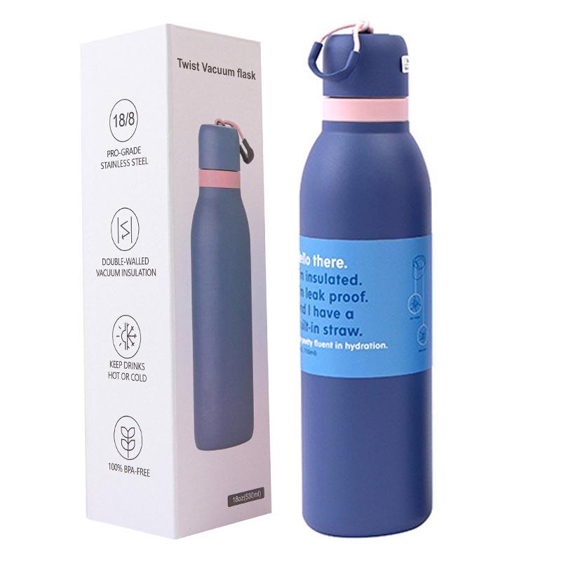

New Minimalist 304 Stainless Steel Insulated Cup,Dual Drinking Cup,Outdoor Portable Sports Travel Cup,Thermos Bottle 500ML/750ML 401-500ml темно-синього кольору