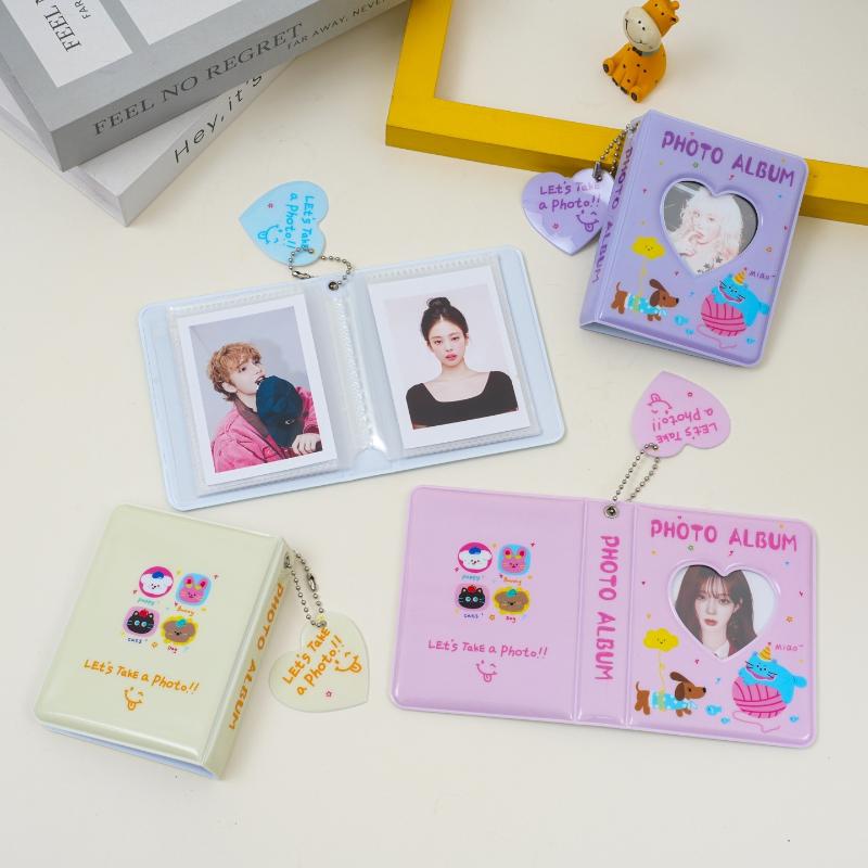 Kpop Idol Collection Storage, 3-Inch Mini Photocard Holder with 36 Pockets, Cute Puppy Love Album