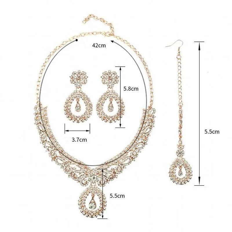 Rhinestone Earrings Choker Necklace Wedding Jewelry Sets  Bride Party Costume Dress Accessories