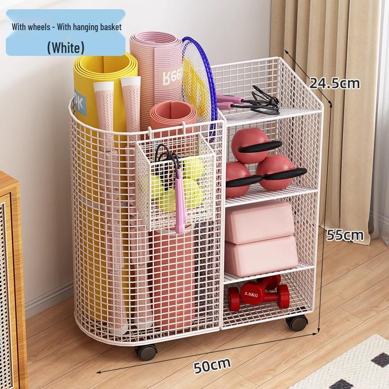 Estante de Chão para Armazenamento de Basquete e Prateleira de Brinquedos para Equipamentos Esportivos e Tapetes de Yoga