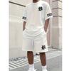 Summer New Men's Set with Letter Print Casual Fashion T-shirt Short Sleeved Shorts Sports Outdoor Set