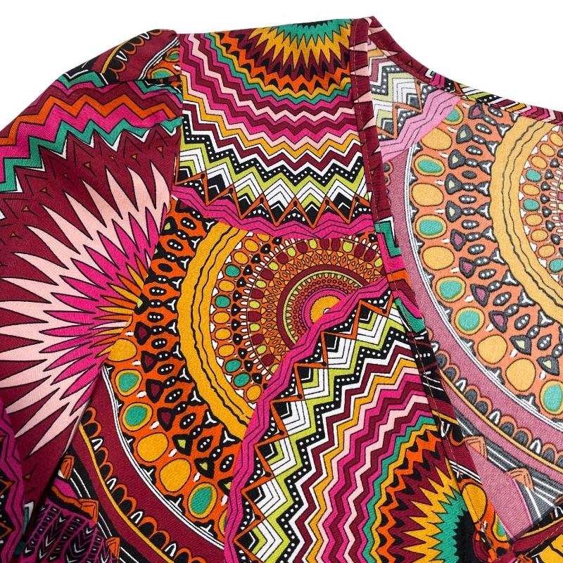 Mode Vintage Print A-Linie Locker Lässige Kleider Damen Puff Langarm Elegant V-Ausschnitt Slim Sexy Kleid Damen Sommer Strandurlaub Kurzes Kleid 25886