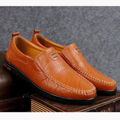 Spring Breathable Men's Leather Shoes Casual All-match Slip-on Flat Shoes Comfortable Breathable Moccasins Driving Shoes