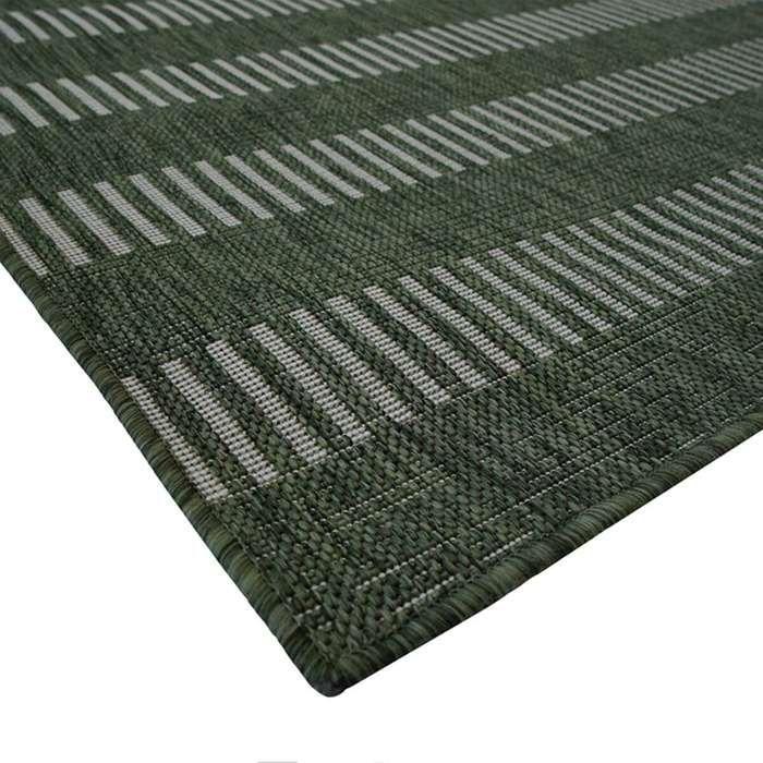 Living Room Rug Jute Look Pattern Lines Green 133x170